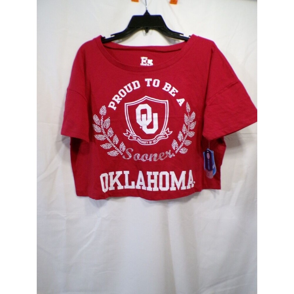 E5 College Classics Women's Cropped T-Shirt Medium Crimson OU Sooners